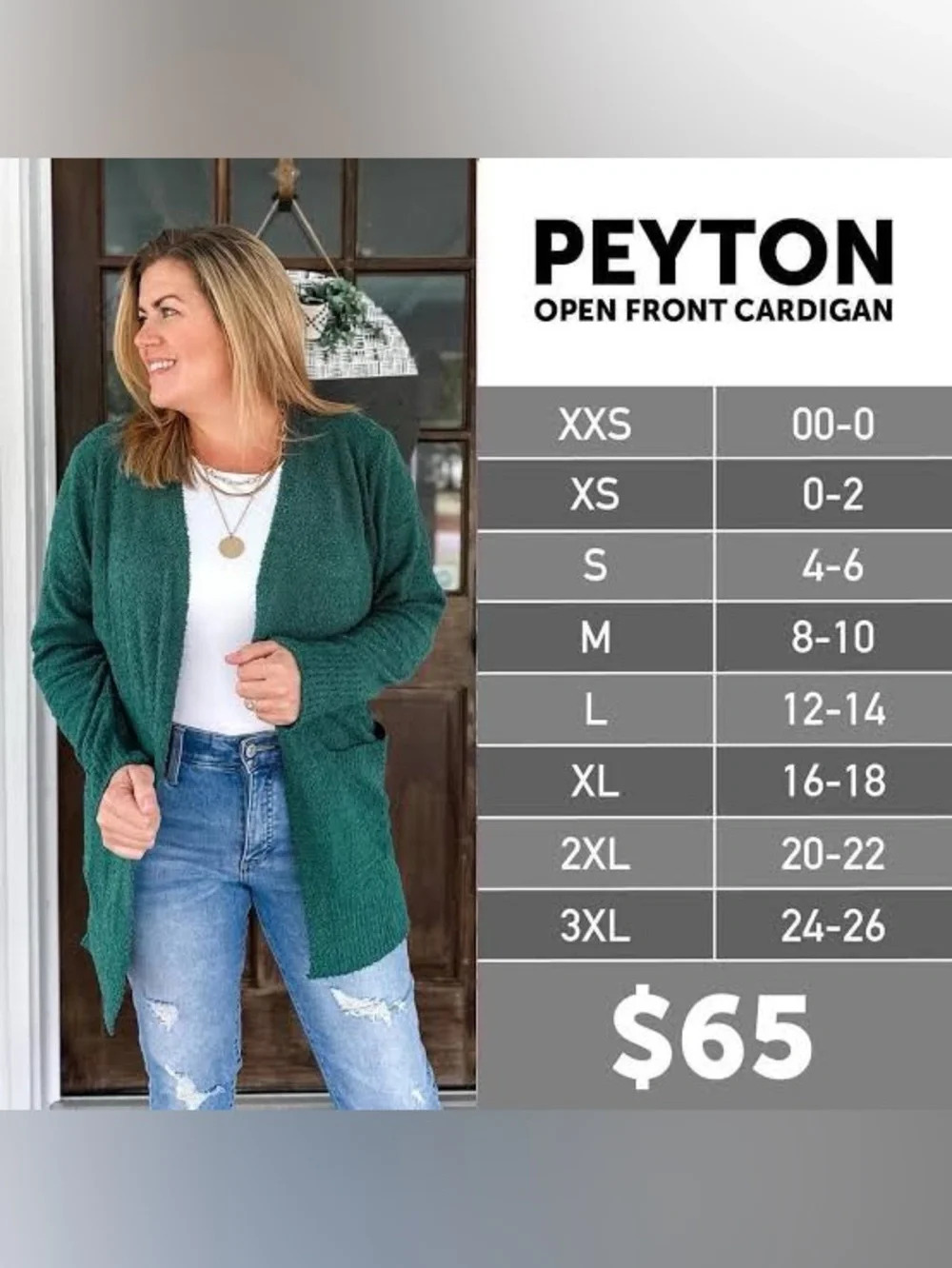 LuLaRoe Peyton Open-Front Striped Cardigan in Black, White & Brown - Picture 4 of 4